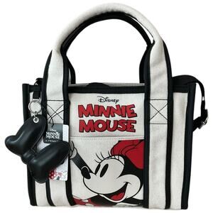 Disney X Primark Minnie Mouse Canvas Crossbody Tote Black Bow Accent NWT
